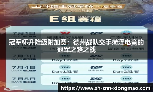 冠军杯升降级附加赛：德州战队交手菏泽电竞的冠军之路之战