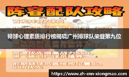 排球心理素质排行榜揭晓广州排球队荣登第九位